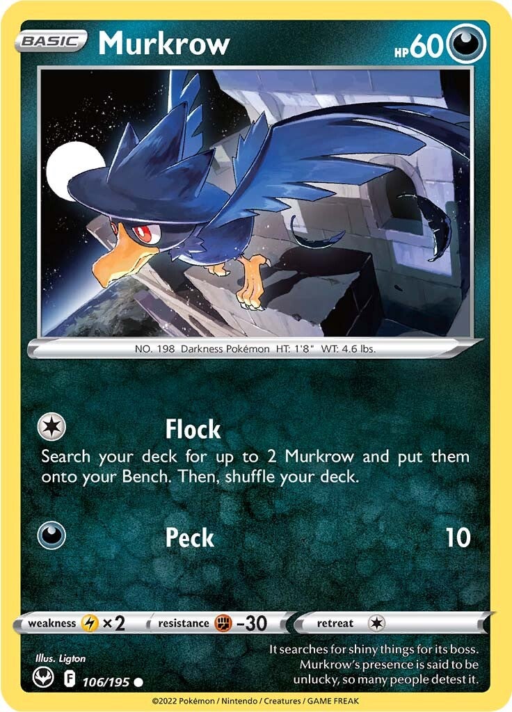 Murkrow (106/195) [Sword & Shield: Silver Tempest] | Card Merchant Takapuna