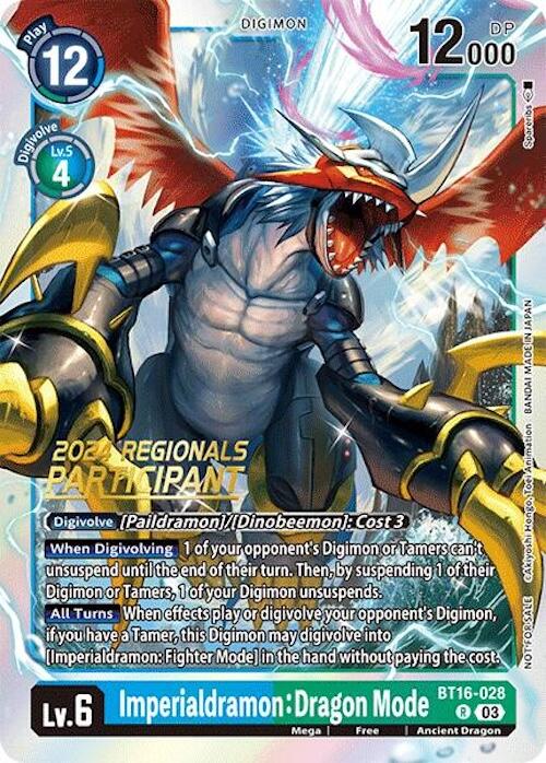 Imperialdramon: Dragon Mode [BT16-028] (2024 Regionals Participant) [Beginning Observer] | Card Merchant Takapuna