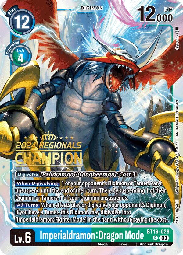 Imperialdramon: Dragon Mode [BT16-028] (2024 Regionals Champion) [Beginning Observer] | Card Merchant Takapuna