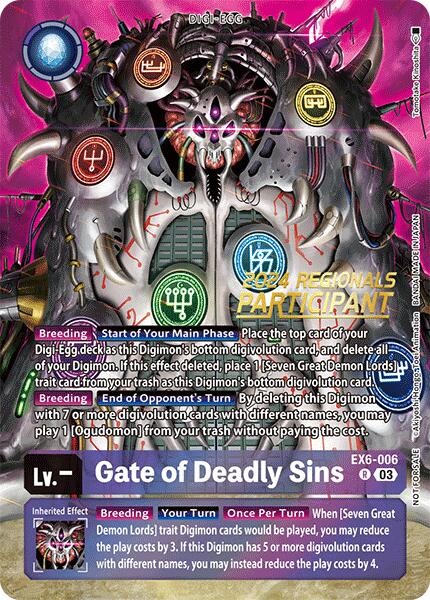 Gate of Deadly Sins [EX6-006] (2024 Regionals Participant) [Infernal Ascension] | Card Merchant Takapuna