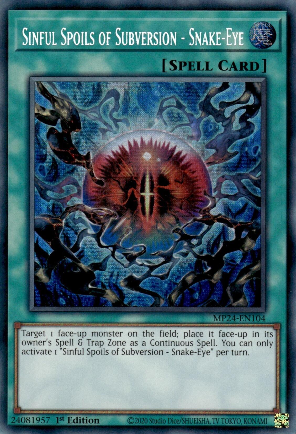 Sinful Spoils of Subversion - Snake-Eye [MP24-EN104] Prismatic Secret Rare | Card Merchant Takapuna