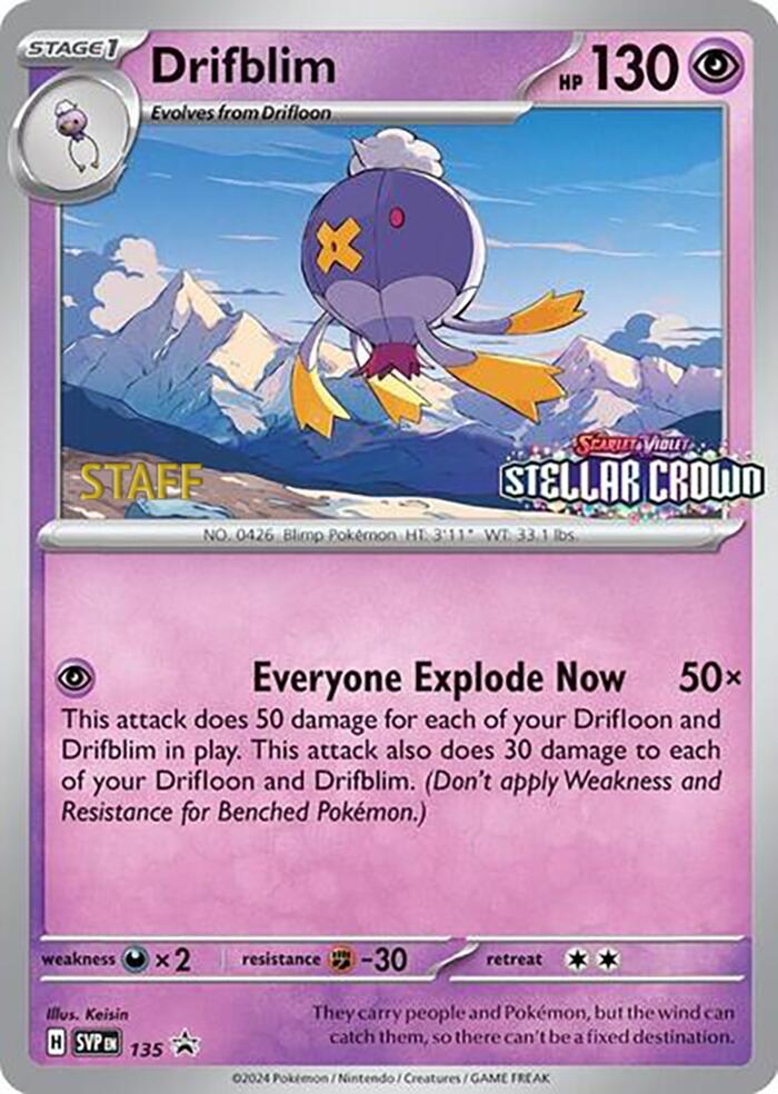 Drifblim (135) (Staff Promo) [Scarlet & Violet: Black Star Promos] | Card Merchant Takapuna