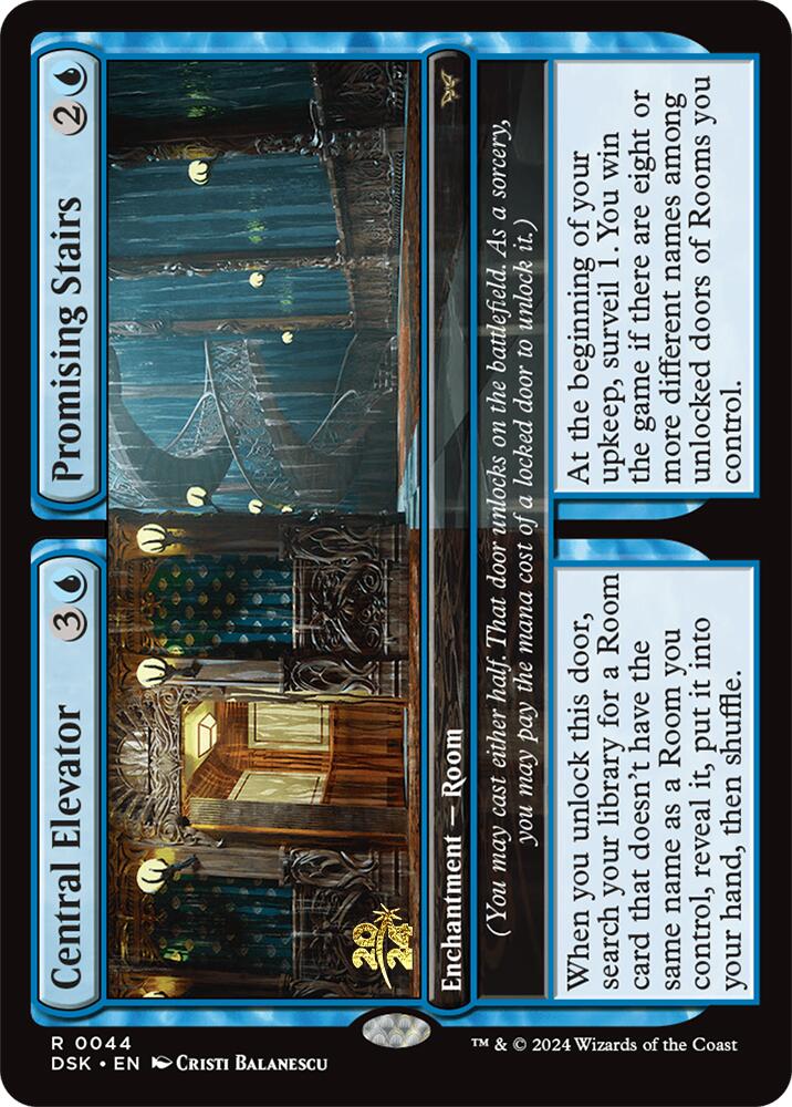 Central Elevator // Promising Stairs [Duskmourn: House of Horror Prerelease Promos] | Card Merchant Takapuna