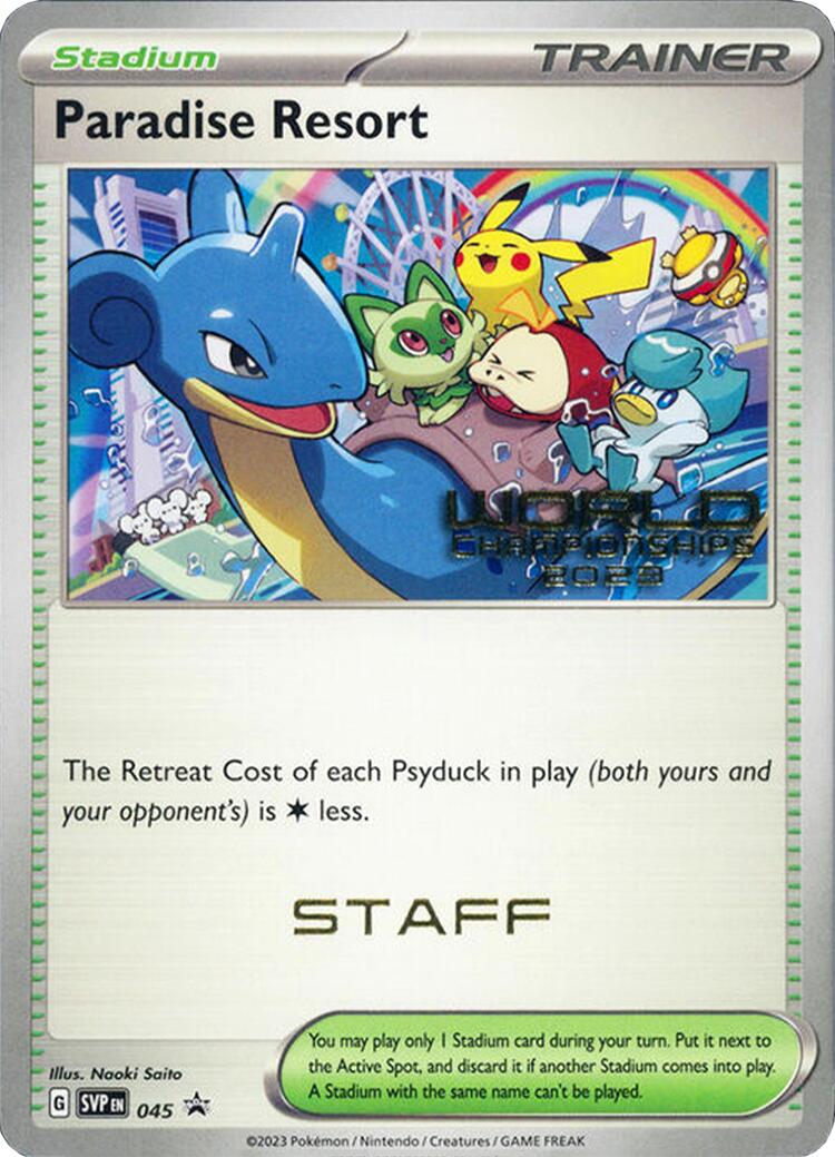 Paradise Resort (045) (World Championships 2023) (Staff) [Scarlet & Violet: Black Star Promos] | Card Merchant Takapuna