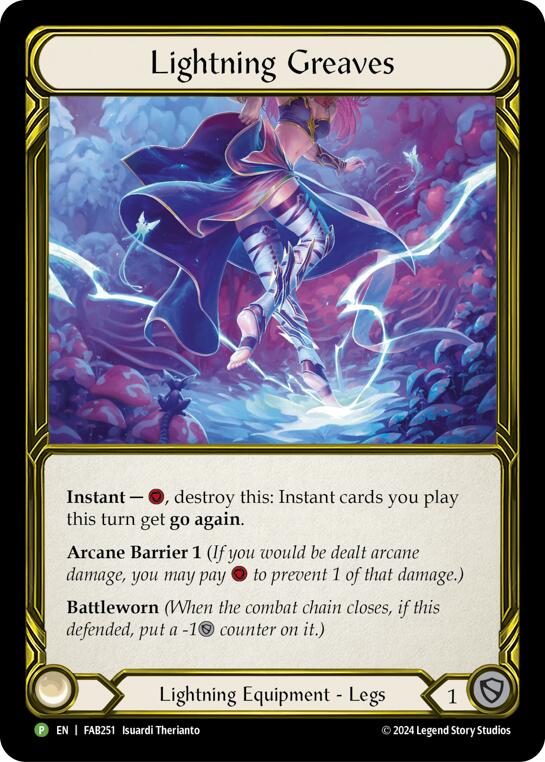 Lightning Greaves (Golden) [FAB251] (Promo)  Cold Foil | Card Merchant Takapuna