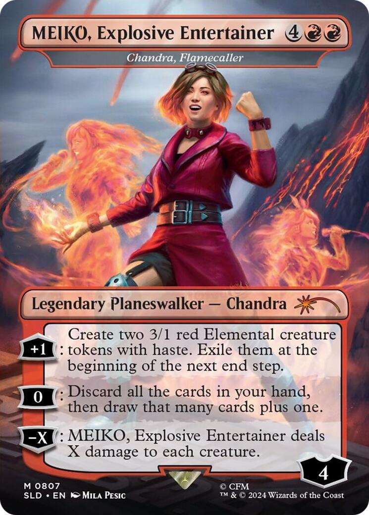 MEIKO, Explosive Entertainer - Chandra, Flamecaller (Rainbow Foil) [Secret Lair Drop Series] | Card Merchant Takapuna