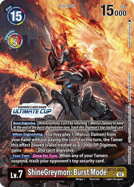 ShineGreymon: Burst Mode [BT13-020] (Ultimate Cup 2024) [Versus Royal Knights Booster] | Card Merchant Takapuna