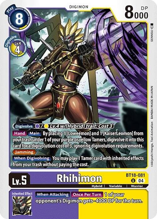 Rhihimon [BT18-081] [Release Special Booster 2.0] | Card Merchant Takapuna