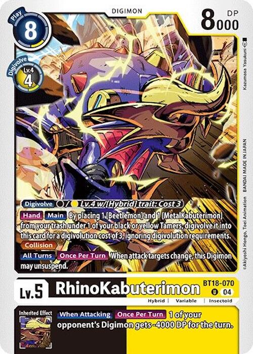 RhinoKabuterimon [BT18-070] [Release Special Booster Ver.2.0] | Card Merchant Takapuna