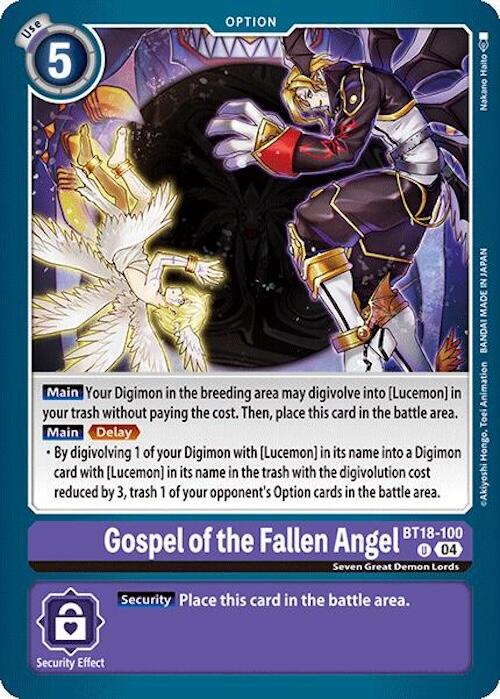 Gospel of the Fallen Angel [BT18-100] [Release Special Booster 2.0] | Card Merchant Takapuna