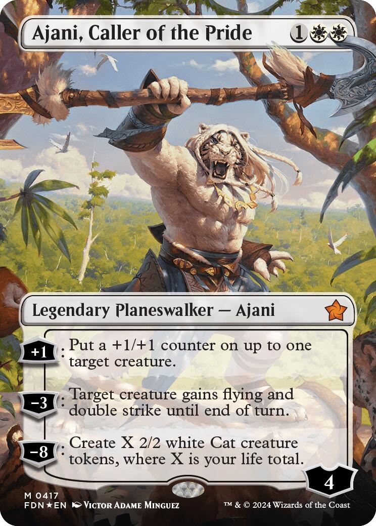 Ajani, Caller of the Pride (Borderless) (Mana Foil) [Foundations] | Card Merchant Takapuna