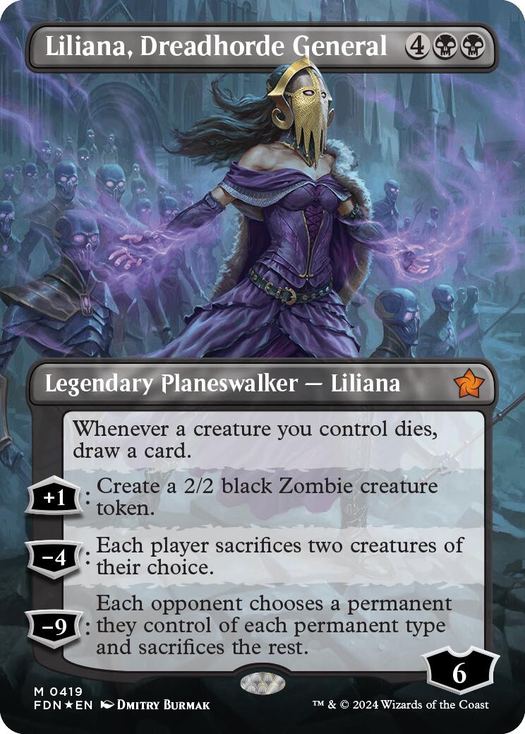 Liliana, Dreadhorde General (Borderless) (Mana Foil) [Foundations] | Card Merchant Takapuna