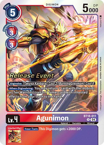 Agunimon [BT18-011] [Release Special Booster 2.0 Pre-Release Cards] | Card Merchant Takapuna