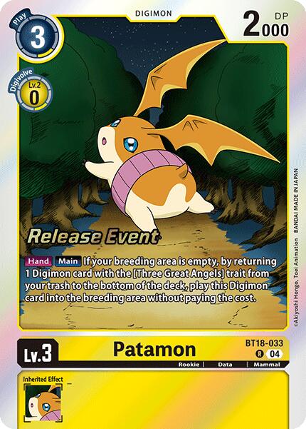 Patamon [BT18-033] [Release Special Booster Ver.2.0 Pre-Release Cards] | Card Merchant Takapuna