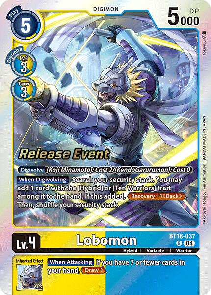 Lobomon [BT18-037] [Release Special Booster Ver.2.0 Pre-Release Cards] | Card Merchant Takapuna