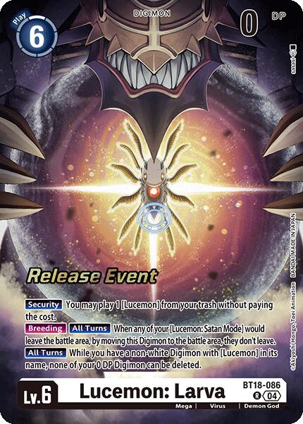 Lucemon: Larva [BT18-086] [Release Special Booster Ver.2.0 Pre-Release Cards] | Card Merchant Takapuna