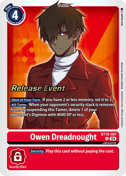 Owen Dreadnought [BT18-087] [Release Special Booster Ver.2.0 Pre-Release Cards] | Card Merchant Takapuna