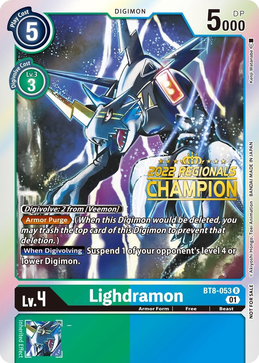 Lighdramon [BT8-053] (2022 Championship Offline Regional) (Online Champion) [New Awakening Promos] | Card Merchant Takapuna