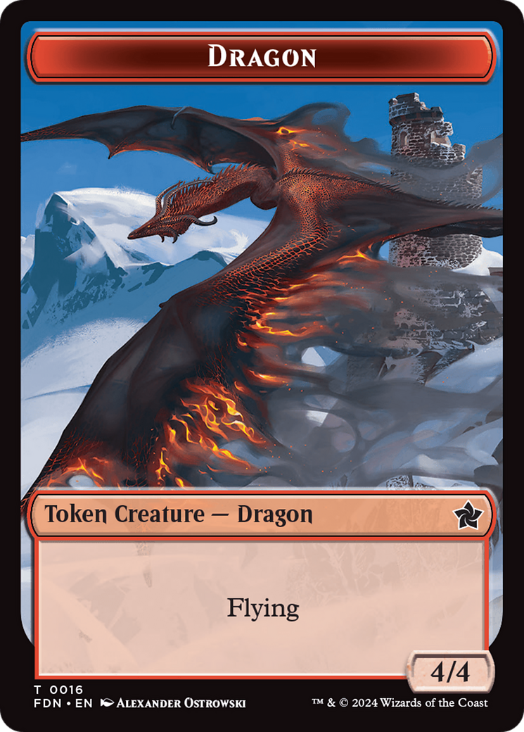 Dragon (0016) // Dragon (0017) Doubled-Sided Token [Foundations Tokens] | Card Merchant Takapuna