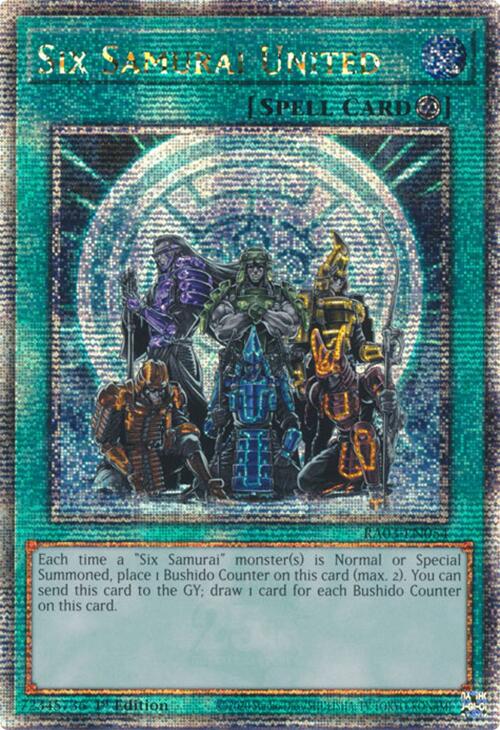 Six Samurai United (Quarter Century Secret Rare) [RA03-EN054] Quarter Century Secret Rare | Card Merchant Takapuna