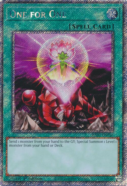 One for One (Platinum Secret Rare) [RA03-EN056] Platinum Secret Rare | Card Merchant Takapuna