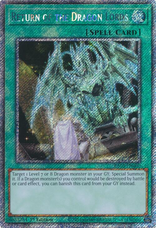 Return of the Dragon Lords (Platinum Secret Rare) [RA03-EN060] Platinum Secret Rare | Card Merchant Takapuna