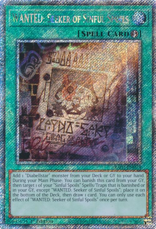 WANTED: Seeker of Sinful Spoils (Platinum Secret Rare) [RA03-EN074] Platinum Secret Rare | Card Merchant Takapuna