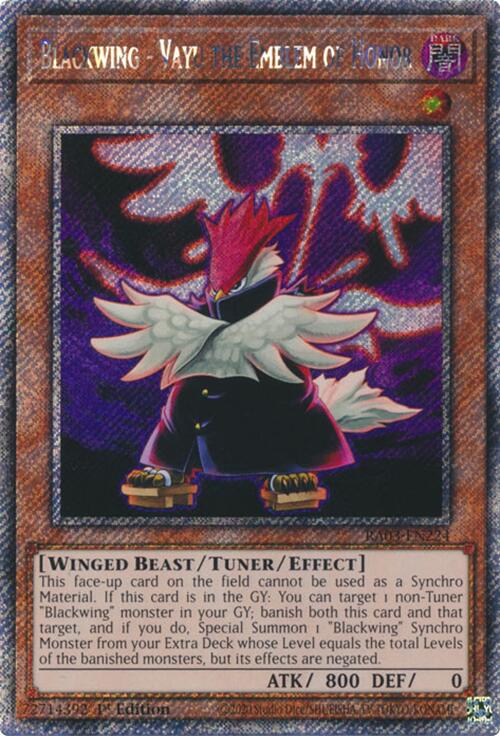 Blackwing - Vayu the Emblem of Honor (Platinum Secret Rare) [RA03-EN224] Platinum Secret Rare | Card Merchant Takapuna