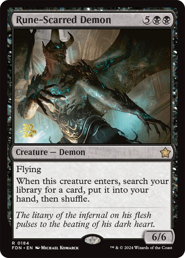 Rune-Scarred Demon [Foundations Prerelease Promos] | Card Merchant Takapuna