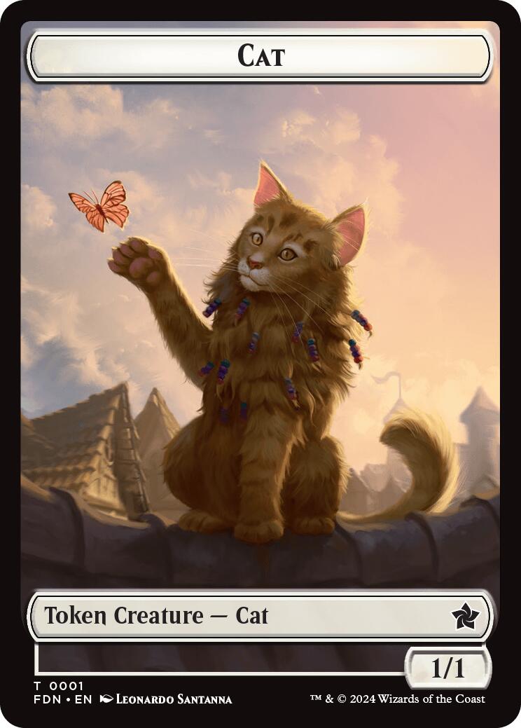 Spirit // Cat (0001) Doubled-Sided Token [Foundations Tokens] | Card Merchant Takapuna