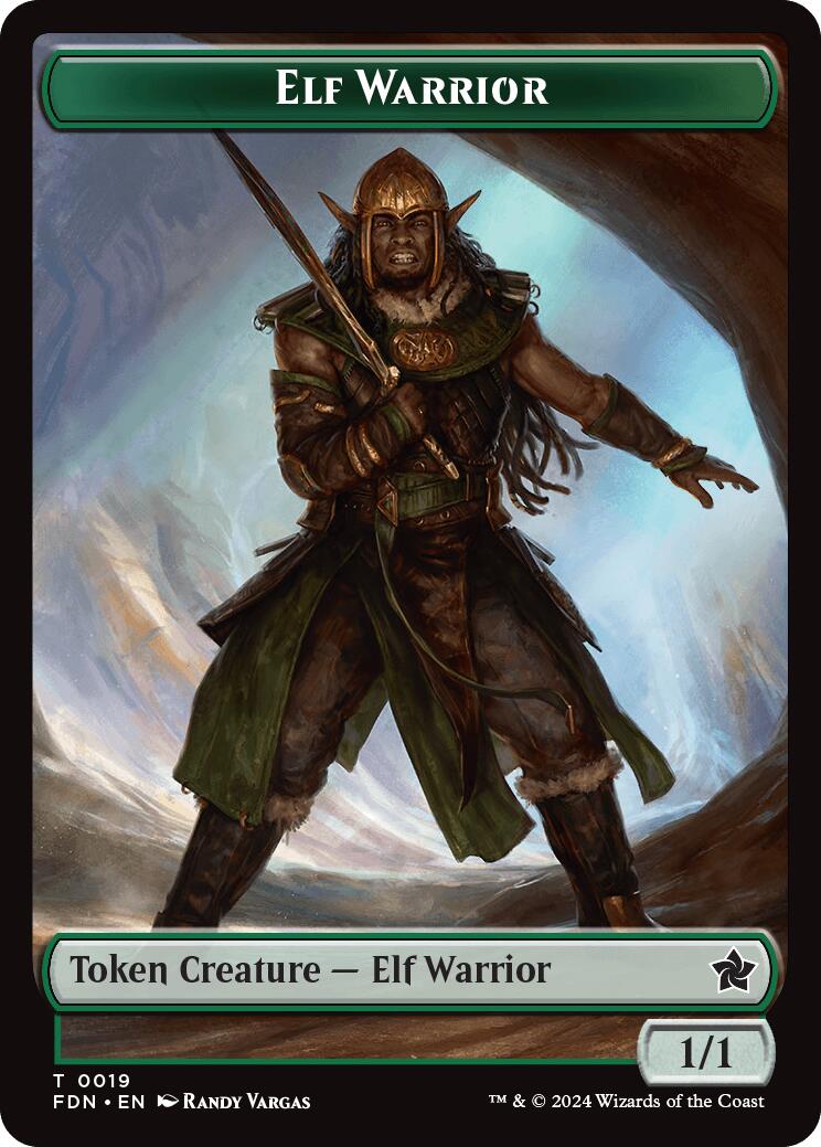 Elf Warrior // Raccoon Doubled-Sided Token [Foundations Tokens] | Card Merchant Takapuna