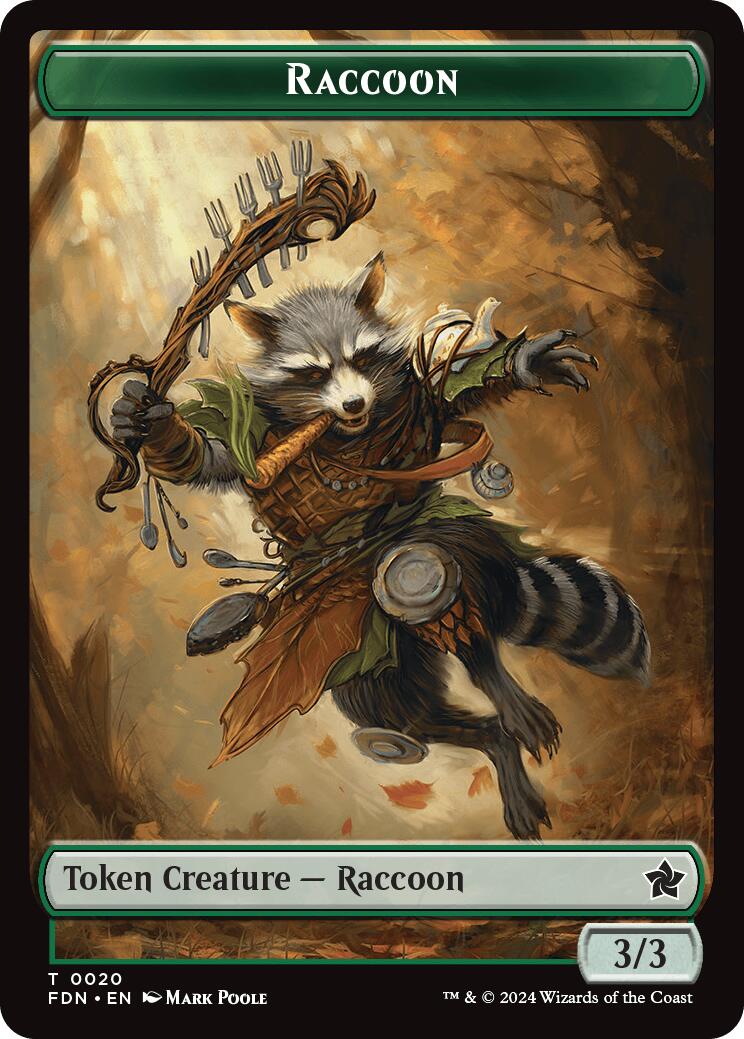 Elf Warrior // Raccoon Doubled-Sided Token [Foundations Tokens] | Card Merchant Takapuna