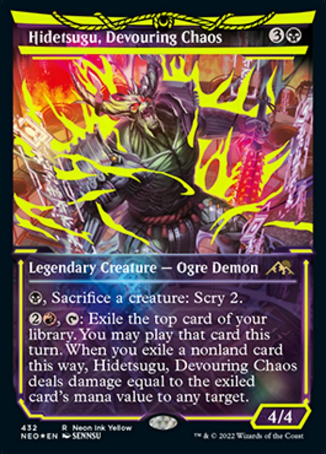 Hidetsugu, Devouring Chaos (Neon Ink Yellow) [Kamigawa: Neon Dynasty] | Card Merchant Takapuna