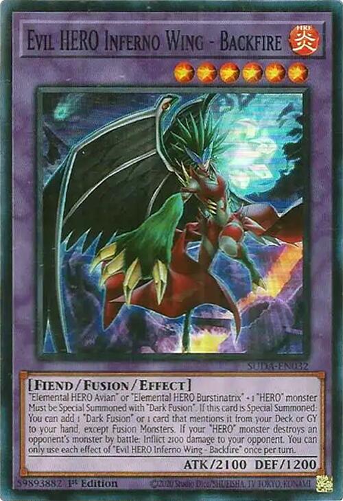 Evil HERO Inferno Wing - Backfire [SUDA-EN032] Super Rare | Card Merchant Takapuna