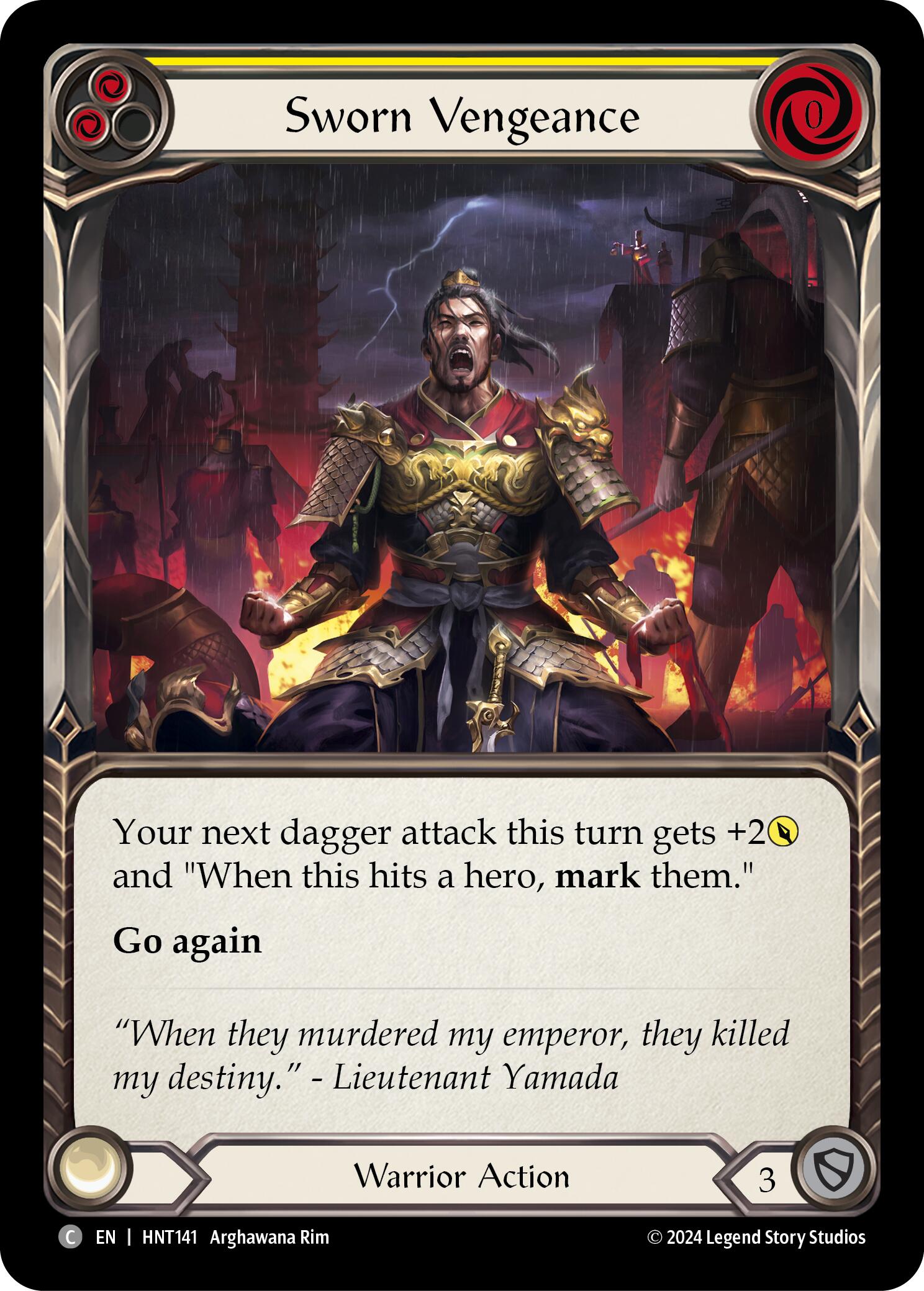 Sworn Vengeance (Yellow) [HNT141] (The Hunted)  Rainbow Foil | Card Merchant Takapuna