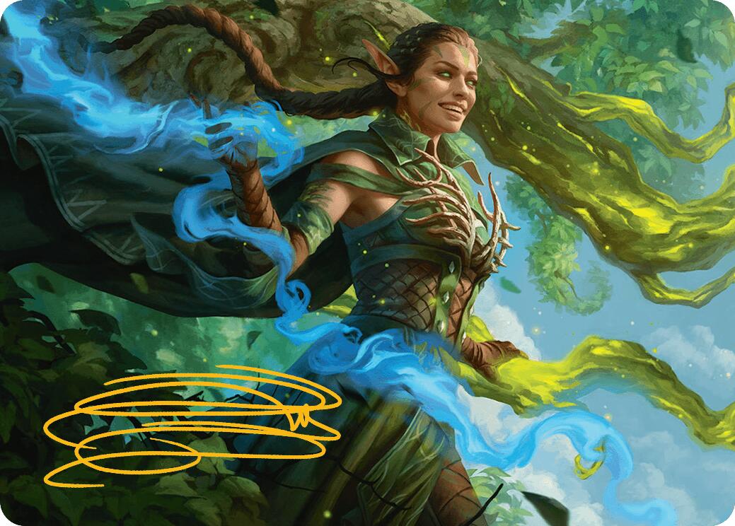 Nissa, Worldsoul Speaker Art Card (Gold-Stamped Signature) [Aetherdrift Art Series] | Card Merchant Takapuna