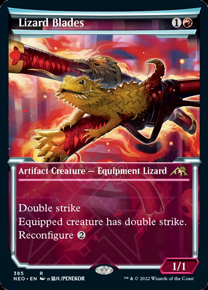 Lizard Blades (Showcase Soft Glow) [Kamigawa: Neon Dynasty] | Card Merchant Takapuna