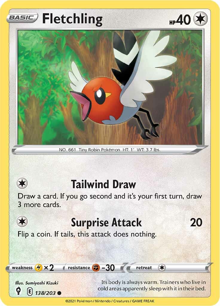 Fletchling (138/203) [Sword & Shield: Evolving Skies] | Card Merchant Takapuna