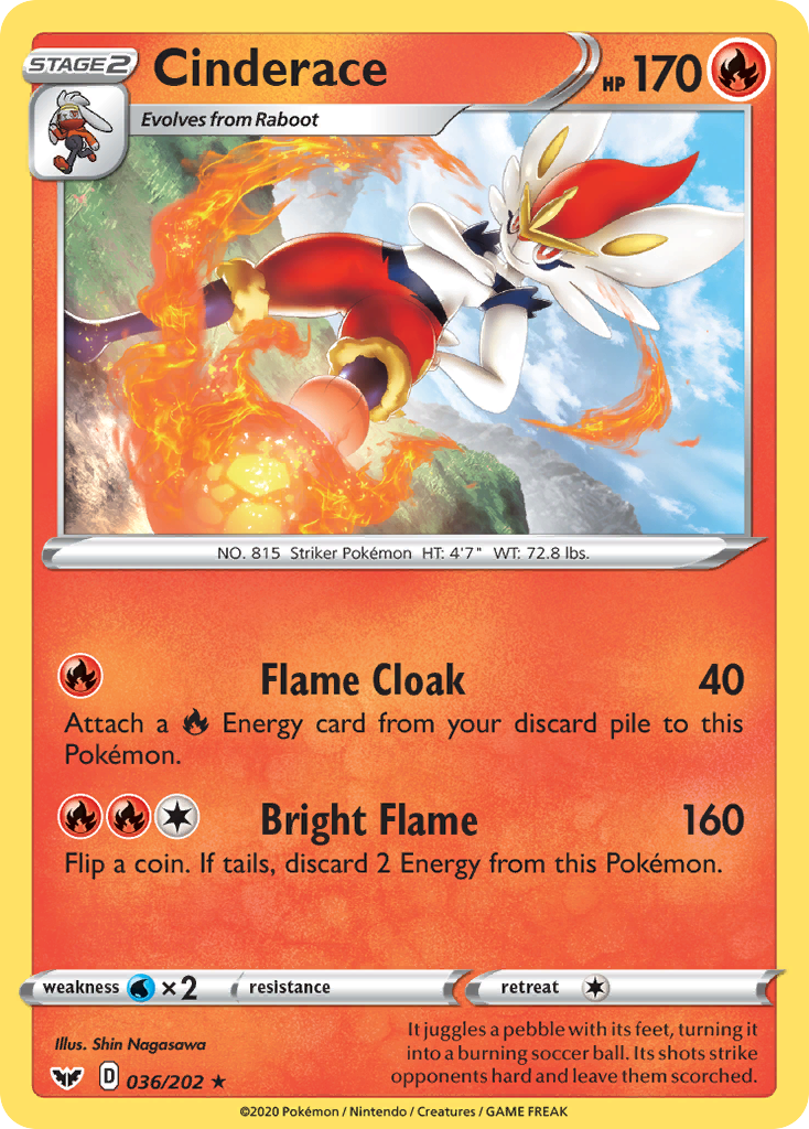 Cinderace (036/202) [Sword & Shield: Base Set] | Card Merchant Takapuna