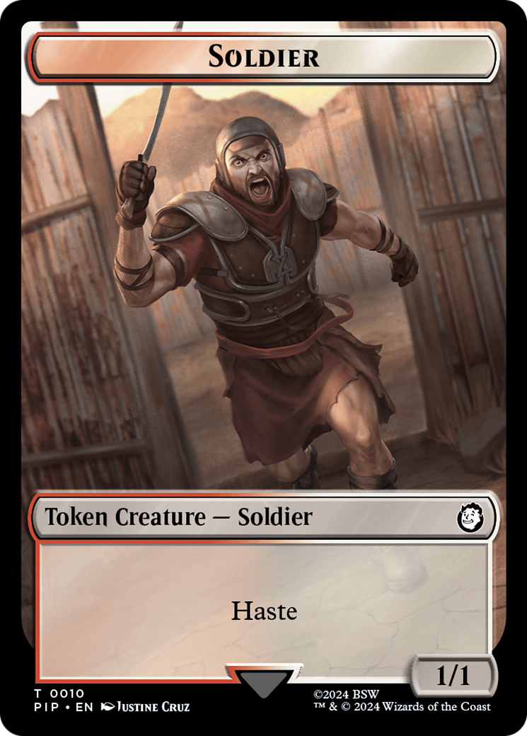 Soldier (0010) // Warrior Double-Sided Token [Fallout Tokens] | Card Merchant Takapuna