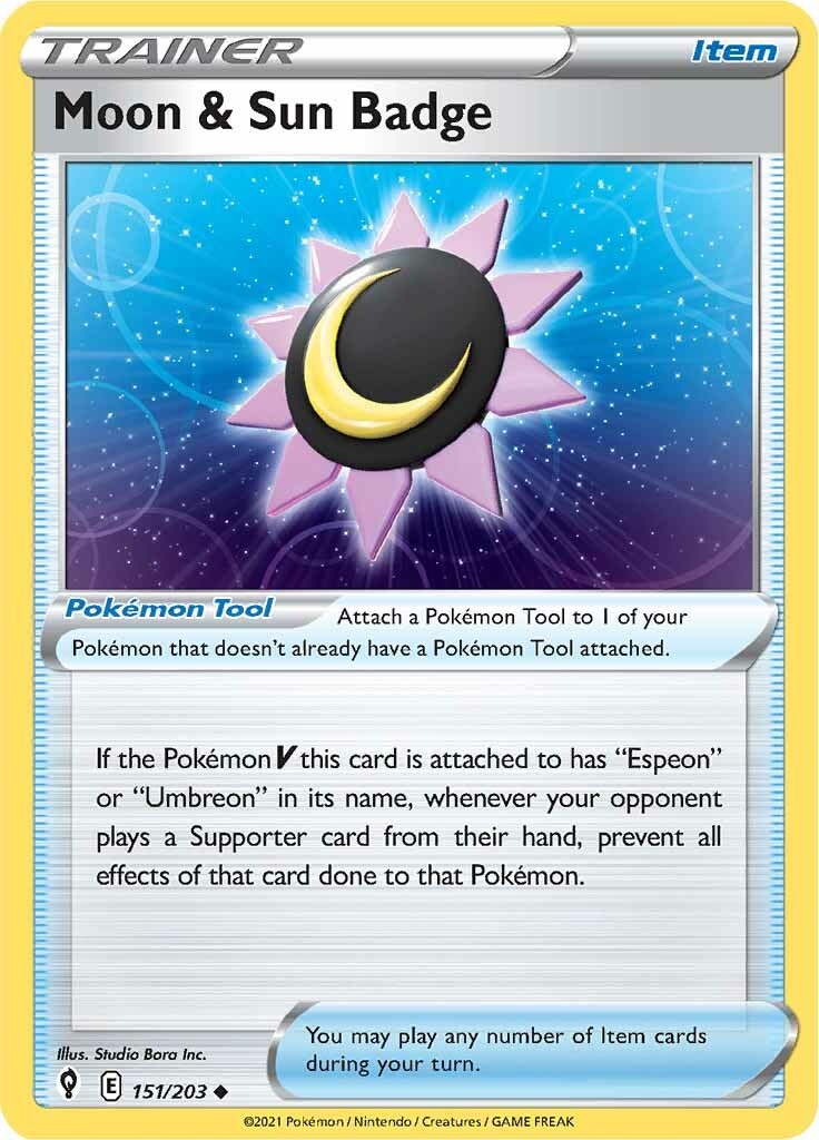 Moon & Sun Badge (151/203) [Sword & Shield: Evolving Skies] | Card Merchant Takapuna