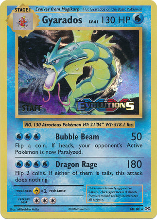 Gyarados (34/108) (XY Evolutions Staff Prerelease) [XY: Black Star Promos] | Card Merchant Takapuna