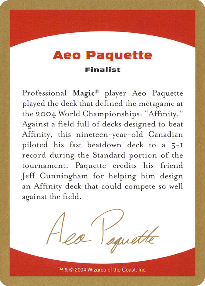 Aeo Paquette Bio [World Championship Decks 2004] | Card Merchant Takapuna