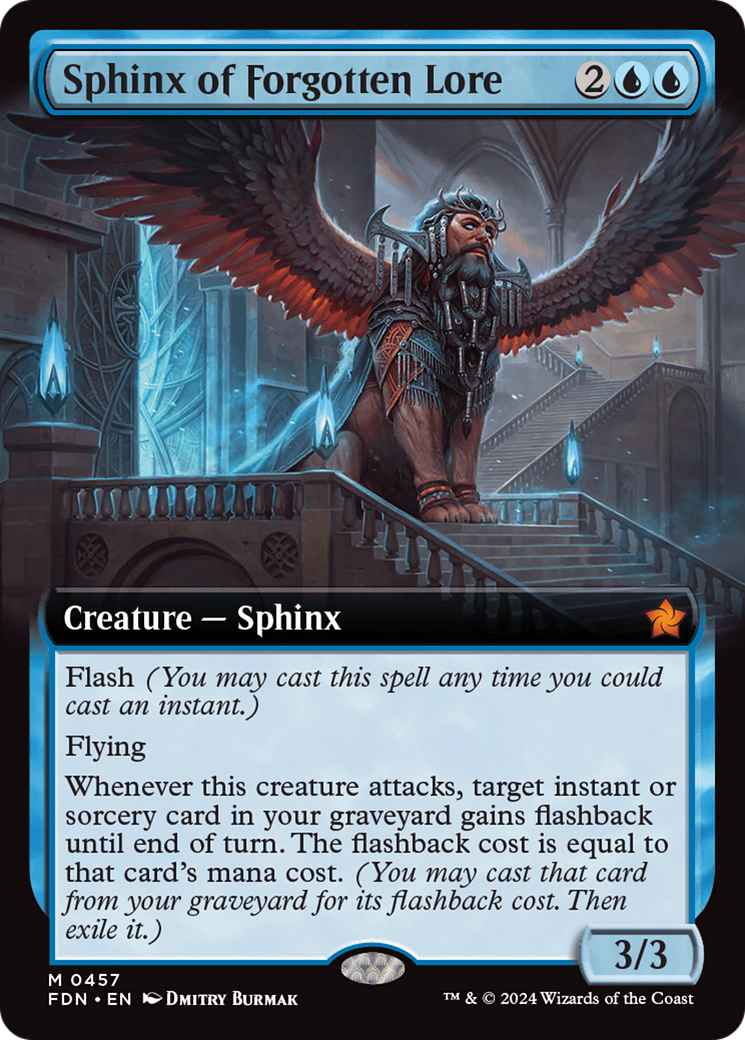 Sphinx of Forgotten Lore (Extended Art) [Foundations] | Card Merchant Takapuna