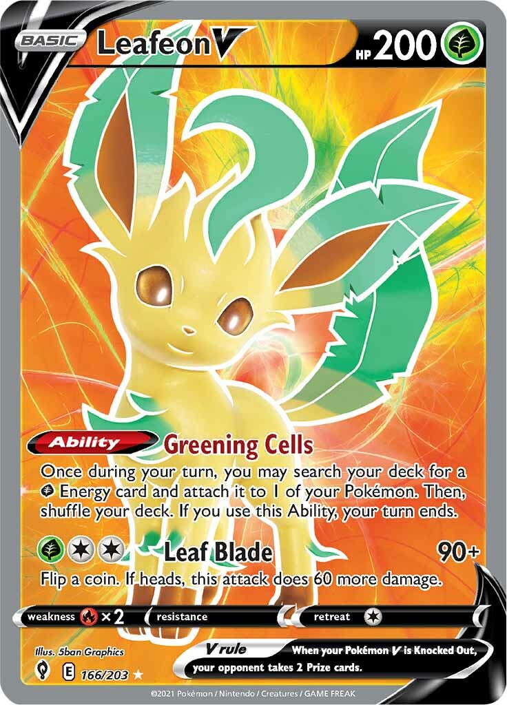 Leafeon V (166/203) [Sword & Shield: Evolving Skies] | Card Merchant Takapuna