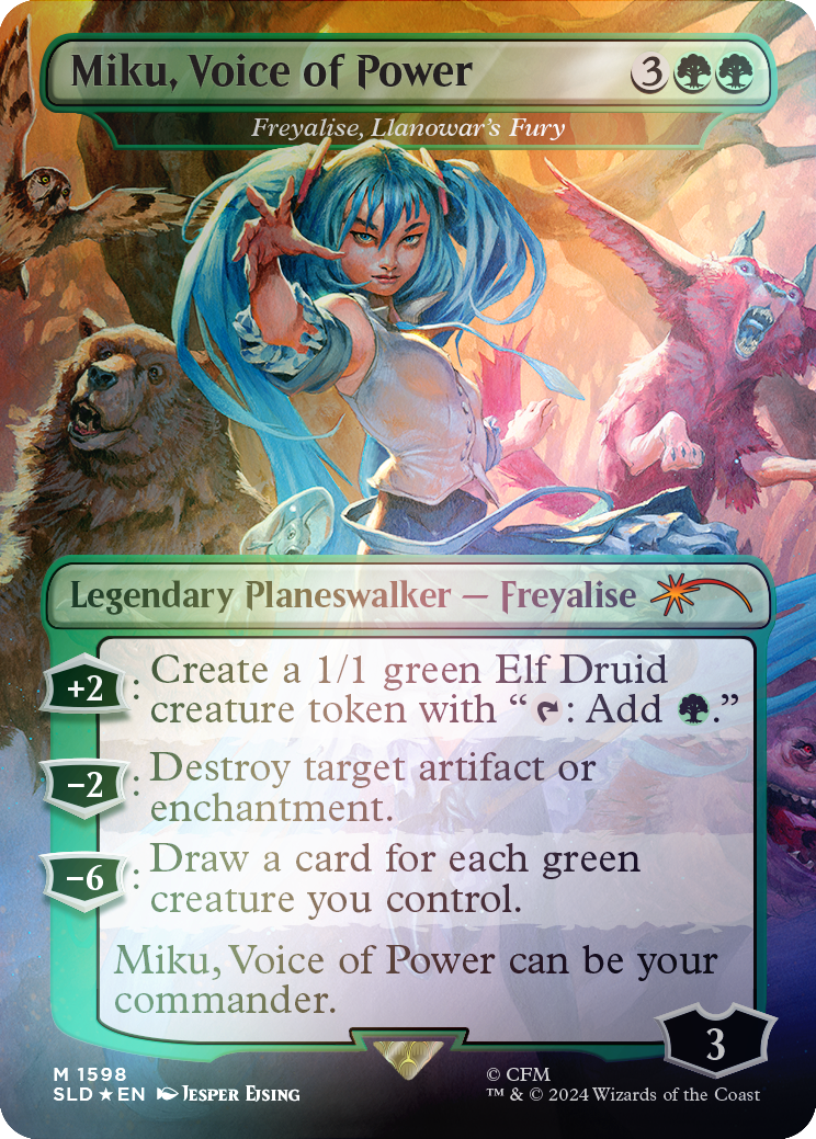 Miku, Voice of Power - Freyalise, Llanowar's Fury (Rainbow Foil) [Secret Lair Drop Series] | Card Merchant Takapuna