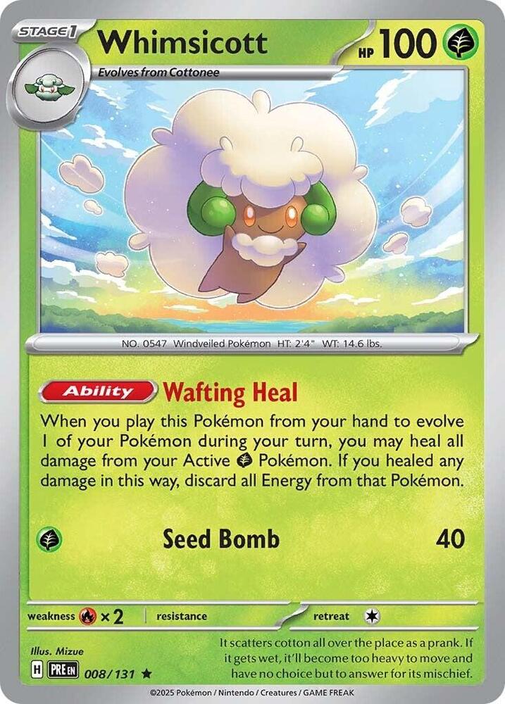 Whimsicott (008/131) [Scarlet & Violet: Prismatic Evolutions] | Card Merchant Takapuna