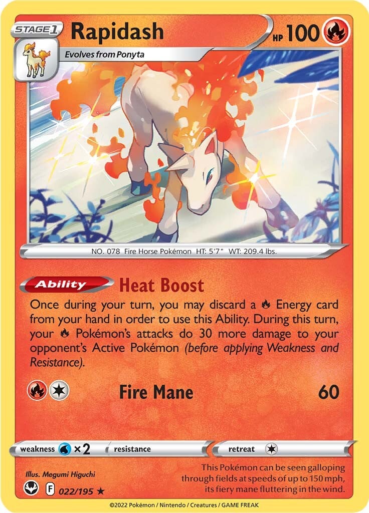 Rapidash (022/195) [Sword & Shield: Silver Tempest] | Card Merchant Takapuna