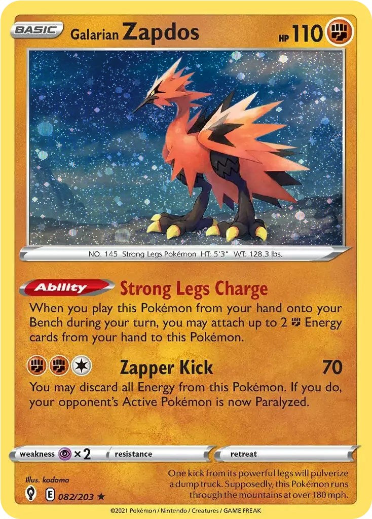 Galarian Zapdos (082/203) (Cosmos Holo) [Sword & Shield: Evolving Skies] | Card Merchant Takapuna