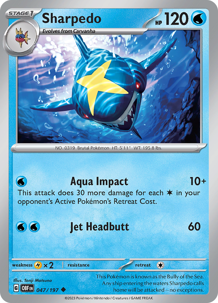 Sharpedo (047/197) [Scarlet & Violet: Obsidian Flames] | Card Merchant Takapuna